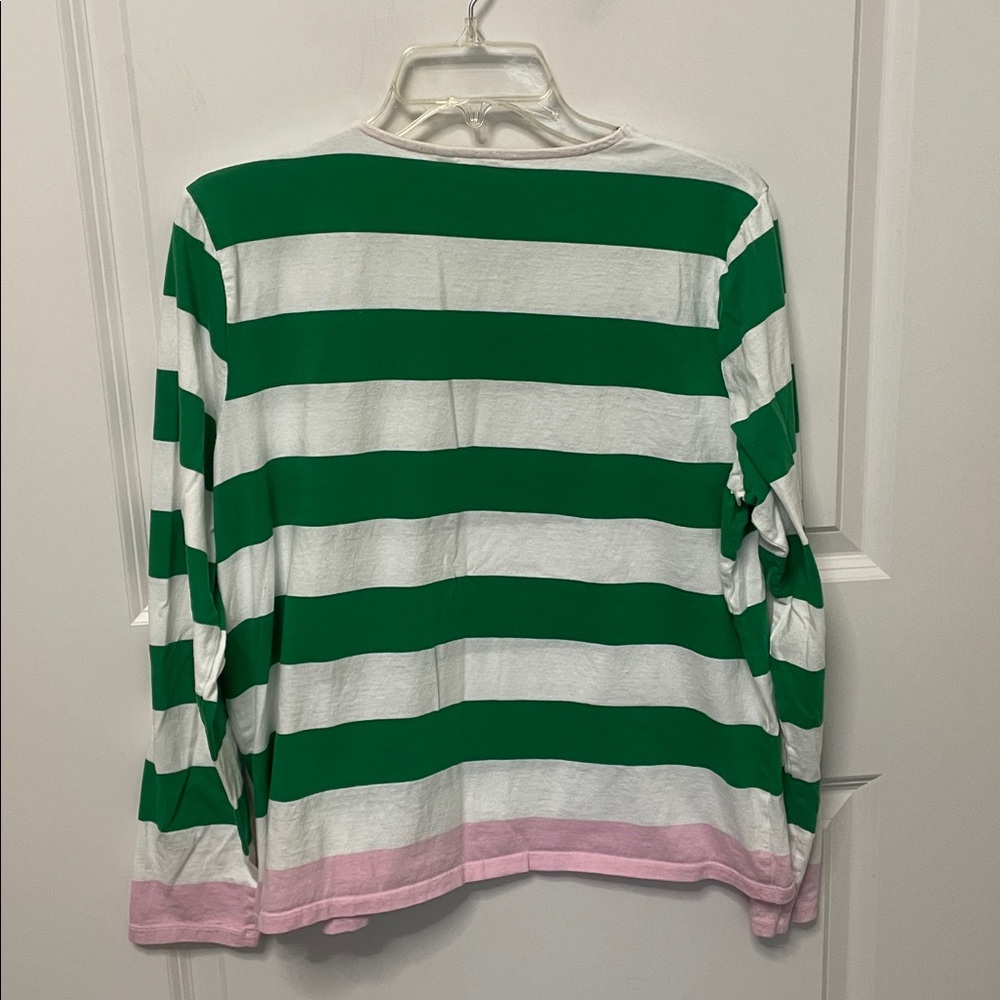 Boden Green Stripe Long Sleeve Top 14 - Picture 2 of 4
